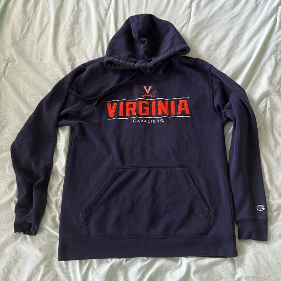 UVA Virginia Cavaliers Champion Hoodie Men's Medium Navy Blue Sweatshirt *READ - Picture 1 of 8